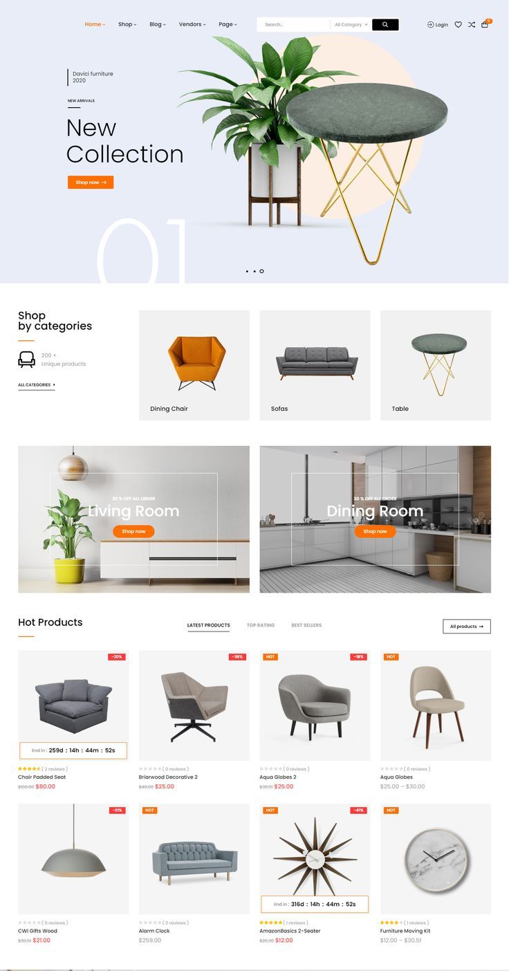 the interior design store is open and ready to be used on its own website page