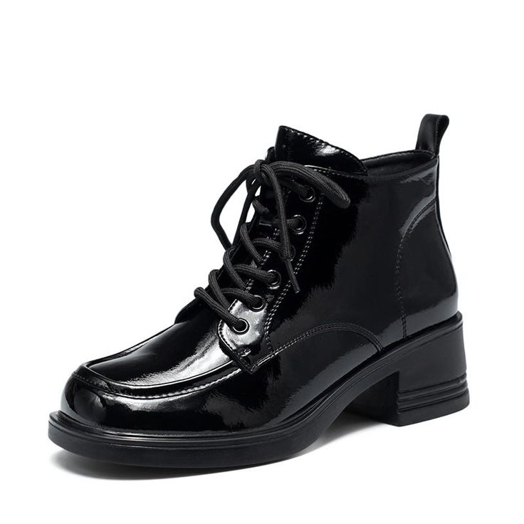 Gender: Women Item Type: Boots Main Material: Cow Leather Style: Casual, Classic, Retro Season: Spring, Autumn Heel Type: Wedge Outsole Material: Rubber Heel Height: Mid-Heel (3-5 cm) Size Length cm inch 35 22.5 8.86 36 23 9.06 37 23.5 9.25 38 24 9.45 39 24.5 9.65 40 25 9.84 Casual Patent Leather Platform Boots, Casual Platform Boots With Patent Leather And Round Toe, Casual Patent Leather Platform Boots With Round Toe, Casual Platform Boots With Patent Leather, Spring Workwear Wedge Boots With Round Toe, Leather Style, Leather Wedges, Heel Type, Rubber Heels