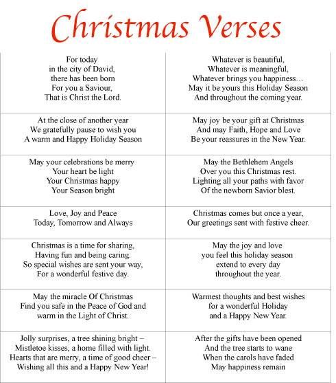 two christmas verses with red lettering on them