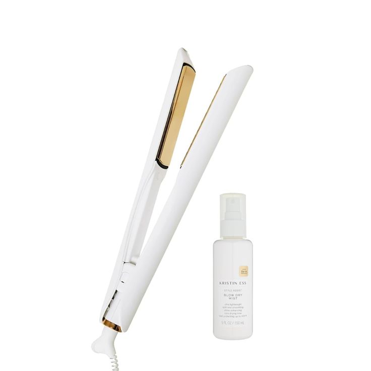 PRICES MAY VARY. This isn't a standard curling straightening iron 2 in 1, the Kristin Ess Hair 3 In One flat iron is a hair straightener, waver and curler combo with 1 ¼ inch titanium floating plates that adjust to your hair texture. Gold metal titanium plates delivers heat faster, evenly from root to tip. With 4 digital heat settings up to 440°F, the titanium plates deliver negative ions that help lock in moisture, eliminate frizz, and enhance shine, for healthier-looking hair. Digital display Kristen Ess Straightener, Titanium Straightener, Kristin Ess Hair, Hair Digital, Flat Iron Waves, Titanium Flat Iron, Heat Protectant Spray, Straightening Iron, Heat Protectant Hair