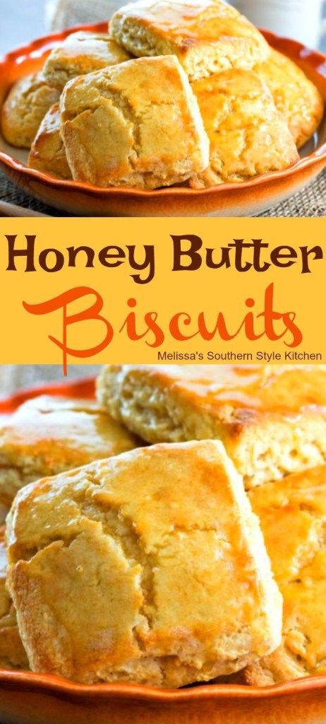 honey butter biscuits on an orange plate