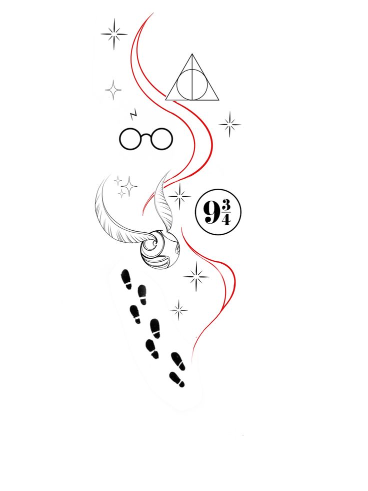 a harry potter tattoo design on the back of a woman's arm and foot