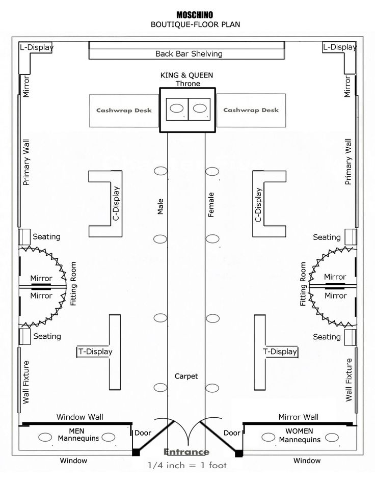 the floor plan for a boutique