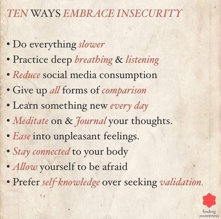 the ten ways to embrage insecity in an english language text on a white background