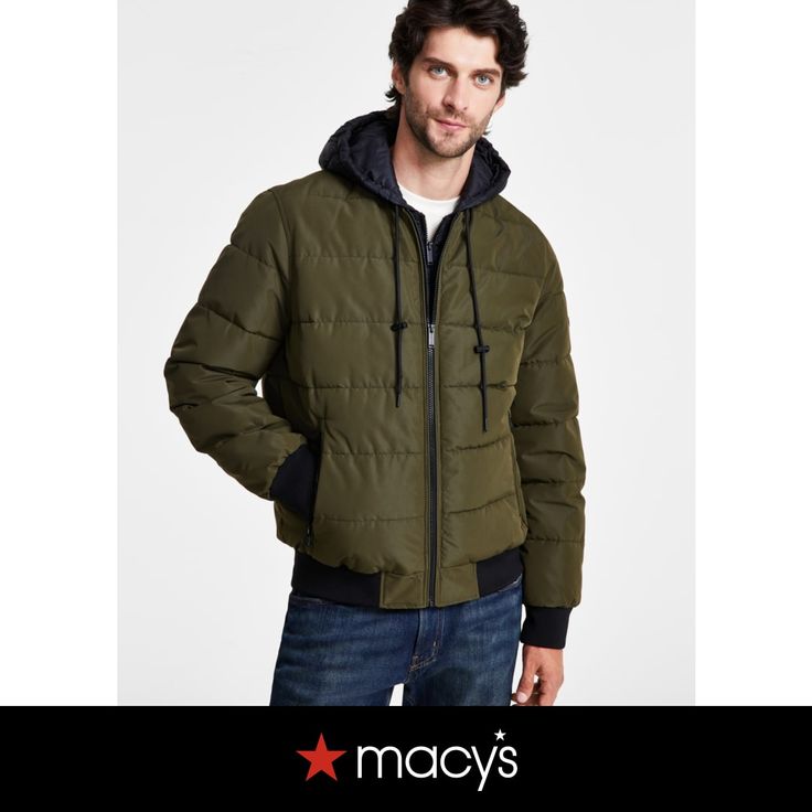 in stock Casual Hooded Jacket With Padded Collar, Casual Quilted Hooded Jacket For Streetwear, Casual Michael Kors Outerwear For Fall, Casual Michael Kors Outerwear With Pockets, Michael Kors Casual Spring Outerwear, Casual Down Puffer Jacket With Double-lined Hood, Michael Kors Winter Outerwear With Pockets, Michael Kors Black Puffer Coat, Military Camouflage Outerwear For Cold Weather