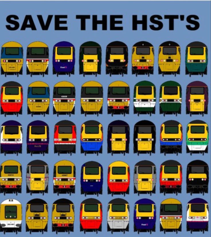 a poster with many different trains on it's sides and the words save the hsts