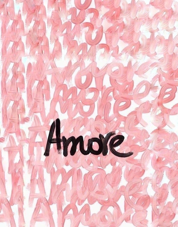 an abstract painting with the word amoe written in black ink on pink paper and surrounded by smaller letters