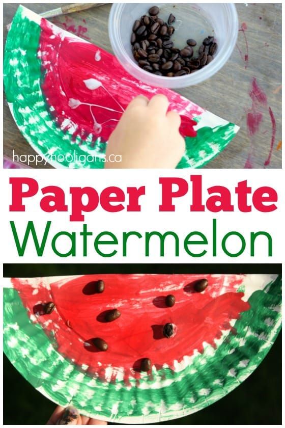 paper plate watermelon craft for kids to make and play on the table with