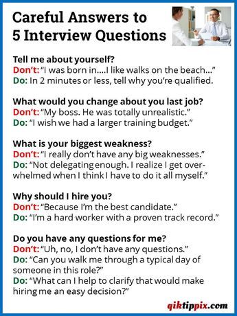 a poster with the words careful answers to 5 interview questions