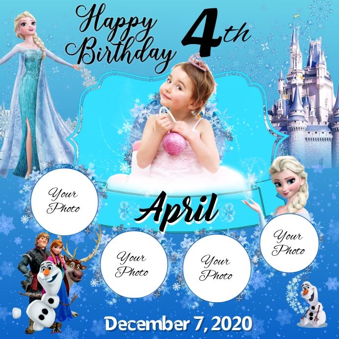 a frozen princess birthday card with an image of the characters