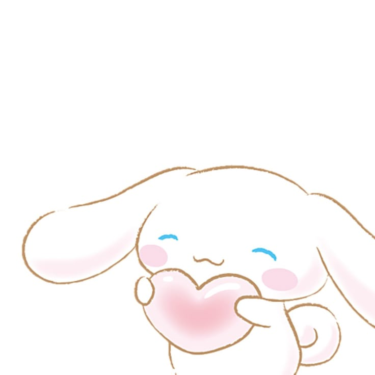 a drawing of a bunny holding a heart in it's mouth and looking at the camera