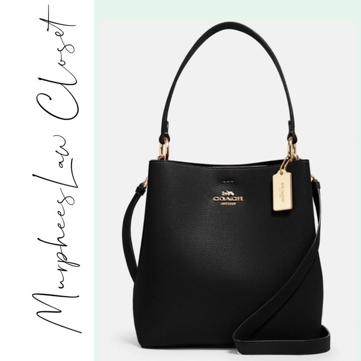 Coach Town Bucket Bag | Nwot Double Face Leather Center Zip Compartment Snap Closure Handle With 8" Drop Detachable Strap With 20 1/2" Drop For Shoulder Or Crossbody Wear 10 1/4" (L) X 10" (H) X 5" (W) Style No. 91122 Coach Town Bucket Bag, Bags Coach, Fancy Bags, Double Face, Coach Bags, Snap Closure, Bucket Bag, Black Color, Bag Lady