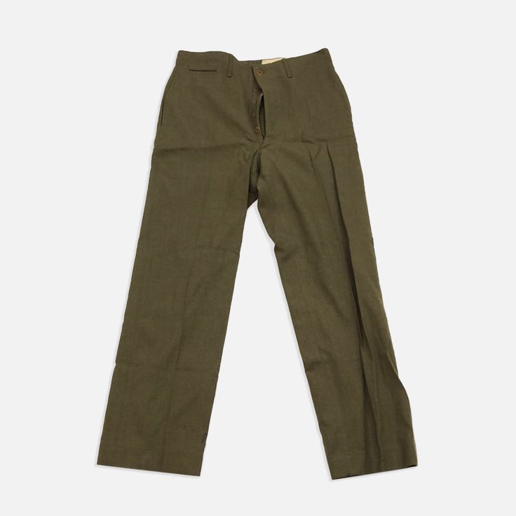 Vintage 1950s-1980s Vintage Military Pants Size: 33” Measurements: waist: 33” crotch: 12” Retro Straight Pants For Work, Retro Workwear Pants With Welt Pockets, Retro Straight Work Pants, Retro Straight Leg Bottoms With Welt Pockets, Retro Trousers For Workwear, Retro Bottoms With Welt Pockets, Vintage Tailored Bottoms With Pockets, Tailored Vintage Bottoms With Pockets, Vintage Formal Bottoms With Welt Pockets