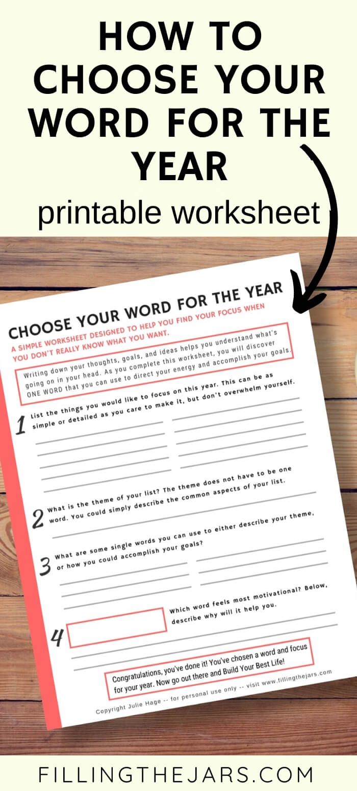 a printable worksheet with the title how to choose your word for the year