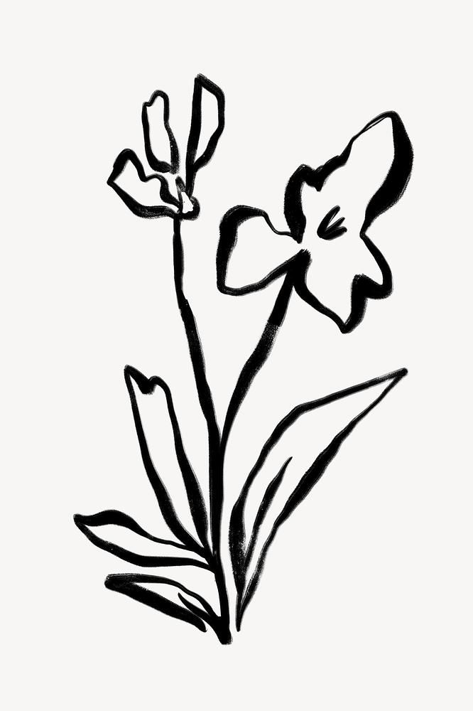 a black and white drawing of a flower