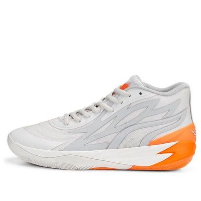 Puma MB.02 LaMelo Ball 'Gorange' 378288-02 Casual Gray Basketball Shoes With Abzorb Midsole, Casual High-top Basketball Shoes, Orange Mid-top Basketball Shoes, Orange Sneakers For Light Sports, Orange Fade-resistant Sneakers For Light Sports, Casual Mid-top Gray Basketball Shoes, Casual Gray Mid-top Basketball Shoes, Orange Sporty Basketball Shoes, Orange Sporty Sneakers With Shock Absorption