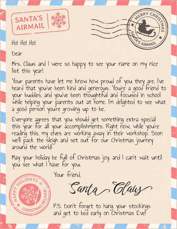 a letter from santa claus to his girlfriend