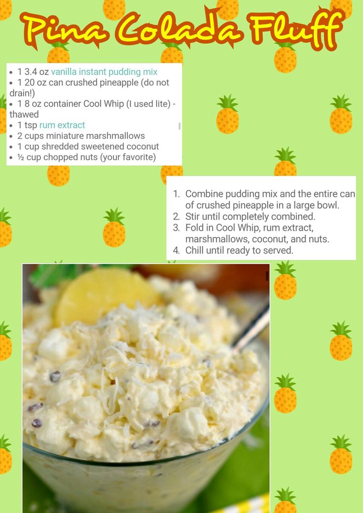 a recipe for pineapple fluff in a bowl