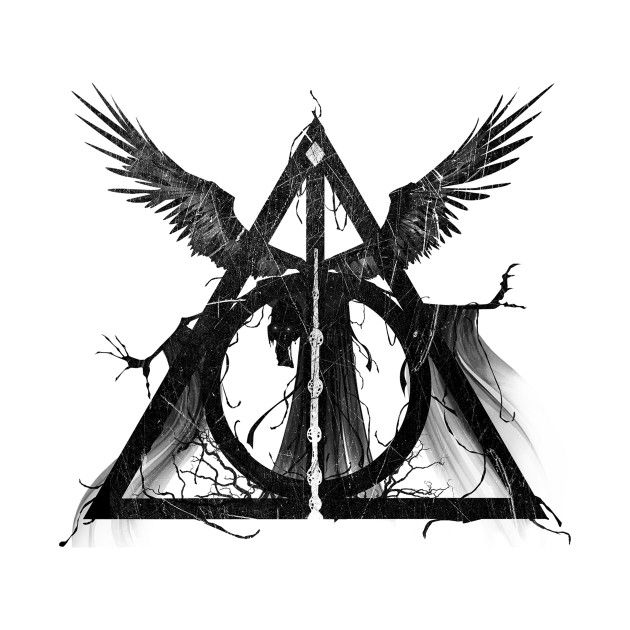 the deathly symbol for harry potter's house is shown in black and white