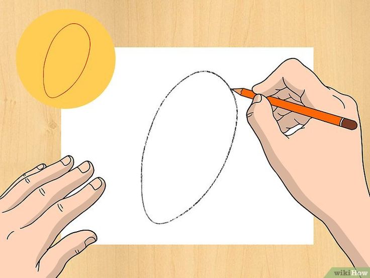 two hands drawing an oval with pencils on paper next to another hand holding a pen