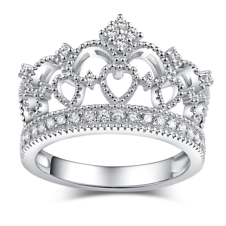 a white gold crown ring with diamonds