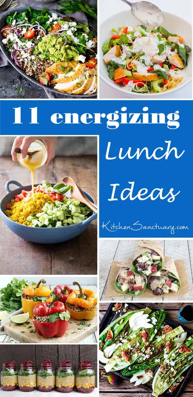 a collage of pictures with different types of food in them and the words, 11 energizing lunch ideas