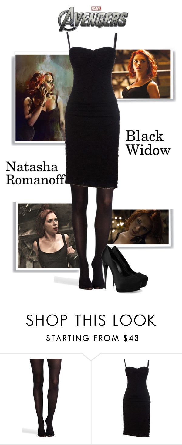 the avengers movie poster is shown with black widow's outfit and shoes on it