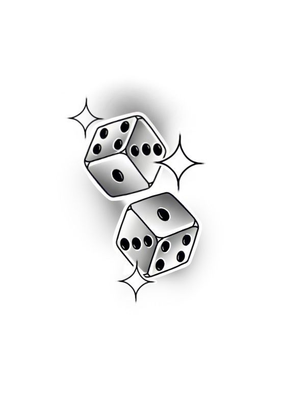 two dices with black dots on them are flying in the air and one is falling down