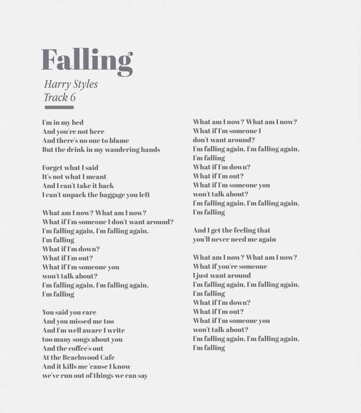 an advertisement for falling by harry styles, with the words harry styles written in black and white