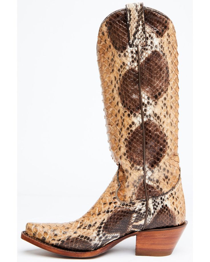 Exotic python snakeskin foot and shaft. 14" shaft. Snip toe. Leather lining. Cushioned footbed. Leather outsole. Western heel. Southwestern Modern, Snakeskin Cowboy Boots, Handmade Boots, Womens Cowgirl Boots, Country Style Outfits, Handmade Boot, Modern Western, Western Women, Boots Western