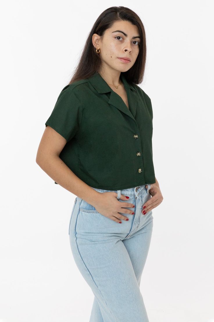 Thalia is 5'5 wearing size XS/S Camp Shirt Outfit, White Baby Tee, Lesbian Outfits, Camp Collar Shirt, Los Angeles Apparel, La Outfits, Crop Dress, Sweaters And Leggings, Collar Shirt