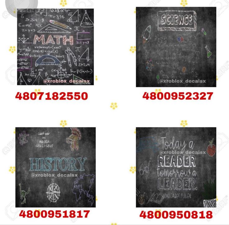 four blackboards with writing on them in different colors and sizes, including the words'math