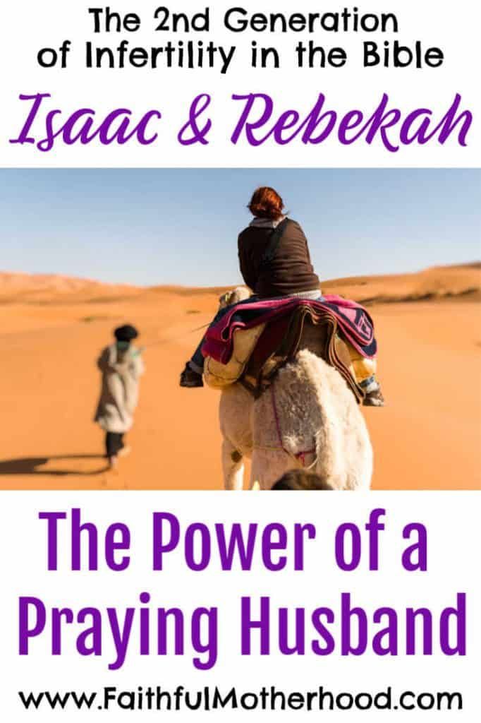 the power of a praying husband on a camel in the desert with two men walking behind it