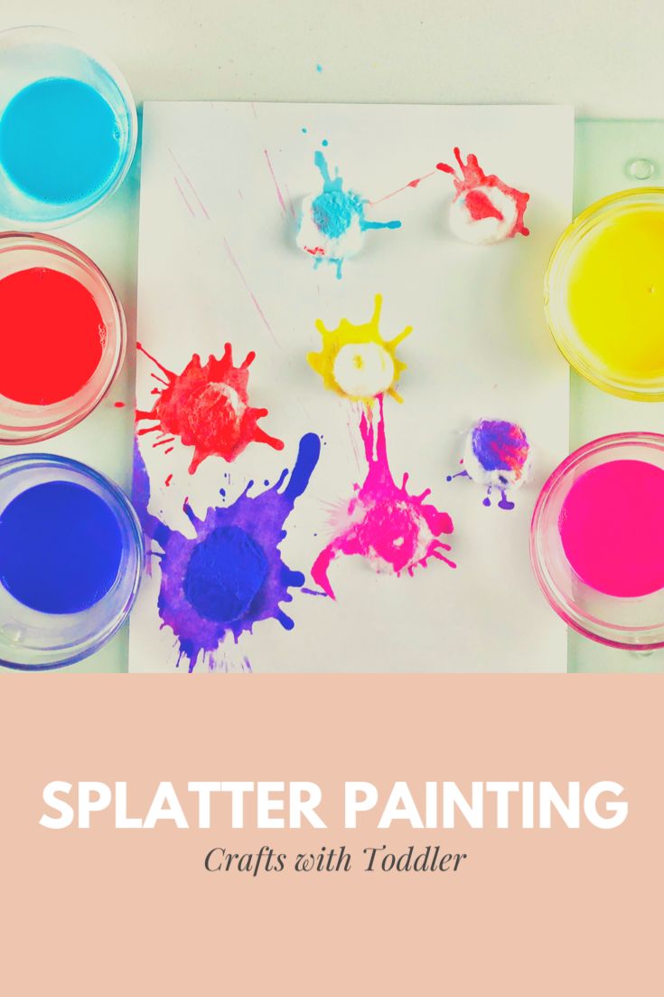 an art project for toddlers with paint and watercolors on the paper that says, splatter painting crafts with toddler