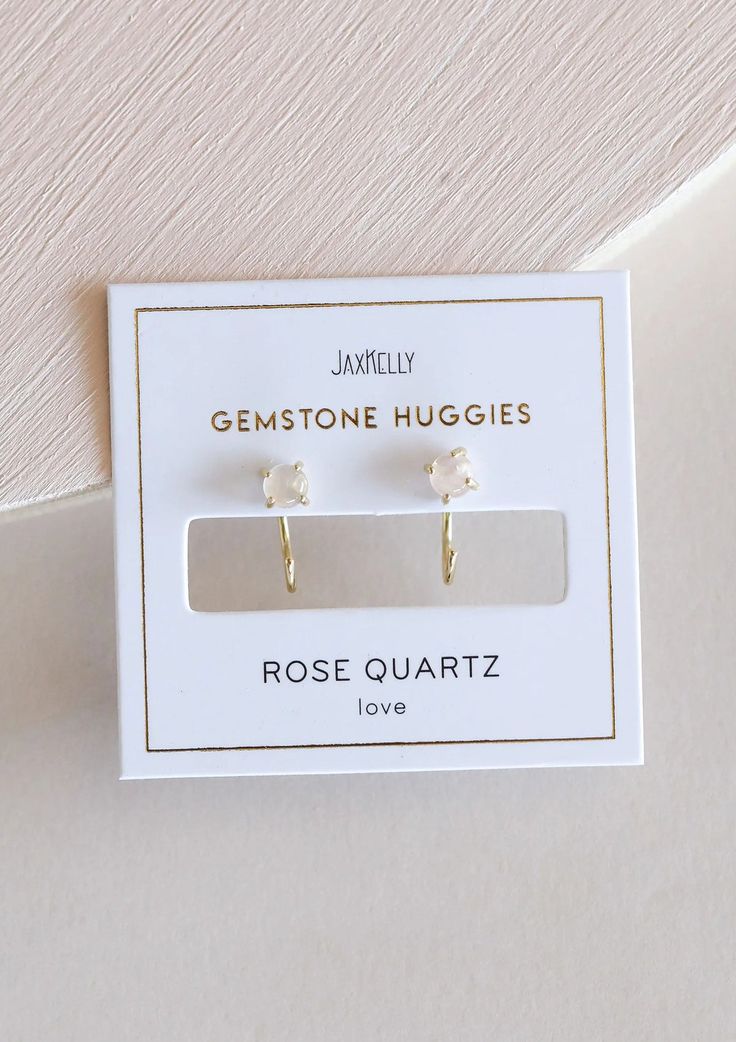 Made for unconditional love, these dainty huggies will stand out from the rest and are perfect for everyday wear. Loop these through and let this pair "hug" your ears tight for a constant reminder of what this beautiful gemstone represents. Featuring a petite polished Rose Quartz stone cut into shape and set in an 18k gold plated prong earring over sterling silver, also known as 'vermeil.' Nickel, lead, and brass free! 187726-1 Stackable Huggie Earrings For Gift, Delicate Hypoallergenic Huggie Earrings For Gifts, Dainty Nickel-free Huggie Earrings For Anniversary, Delicate Hypoallergenic Huggie Earrings For Anniversary, Delicate Huggie Hoop Earrings For Gift, Sterling Silver Huggie Earrings With Birthstone, Delicate Huggie Hoop Earrings As Gift, Hypoallergenic Huggie Cartilage Earrings As Gift, Dainty Gemstone Huggie Earrings In Small Hoop