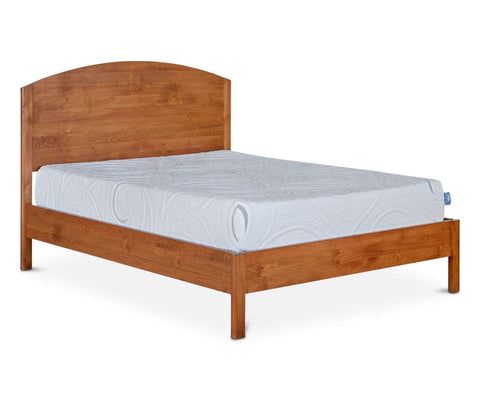 the bed frame is made from wood and has a mattress on it's side