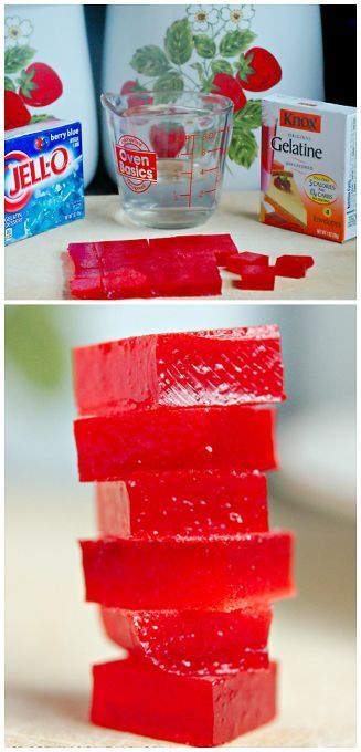 the process to make jello is shown in two pictures