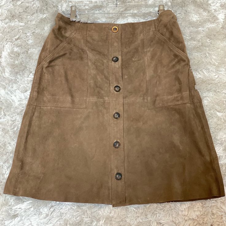 Button Front Suede Skirt. Nwt Length Is 22 Inches Relaxed Brown Skirt With Buttons, Midi Sweater Skirt, Blue Pleated Skirt, Cheetah Skirt, Midi Skirt With Pockets, Black Lace Skirt, Stretchy Skirt, Plaid Pencil Skirt, Wool Mini Skirt