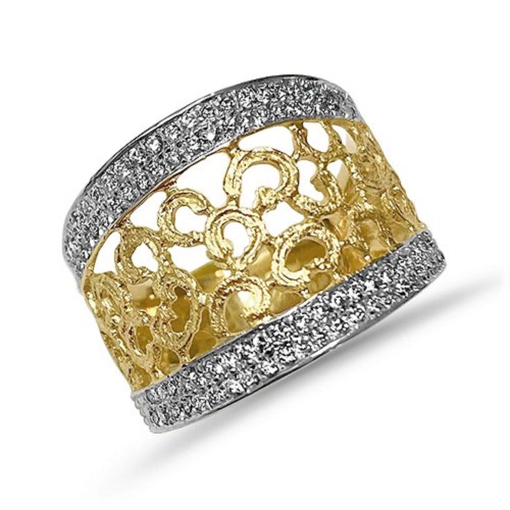 "Exclusive 14k gold filigree lace ring set with 86 sparkling white diamonds 0.43 ct. Unique jewels that express the love and the connection between two people... Description: ✤ This ring is made to order ✤ This ring is handmade from start to finish in Our workshop, DaninoDesigner. ✤ Made Of 14K Yellow Gold / Rose gold / White gold ✤ 86 sparkling 1.00 mm diamonds ✤ Total carat weight of 0.43 ct ✤ Ring length: 1.50 cm / 0.59'' ✤ Ring Size: Choose at checkout - or contact me for custom requests ✤ P Gold Diamond Ring With Intricate Design, Luxury Gold Diamond Ring With Intricate Design, White Gold Filigree Ring With Cubic Zirconia, Anniversary Filigree Ring With Intricate Cubic Zirconia Design, Gold Filigree Ring With Diamond Accents For Promise, Fine Jewelry Filigree Diamond Ring In Diamond White, Luxury Yellow Gold Diamond Ring With Filigree, Gold Filigree Ring With Brilliant Cut In Luxury Style, Diamond White Filigree Ring In Fine Jewelry Style