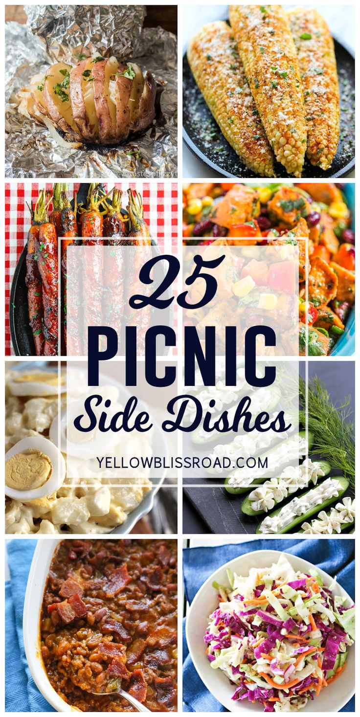 25 picnic side dishes with text overlay