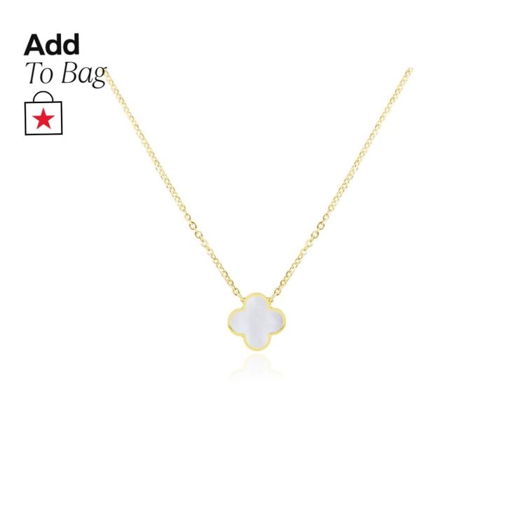 in stock White Round Necklace With Gold Chain, White Necklace With Gold Chain, Luxury Clavicle Chain Necklace With Flower Pendant, White Necklaces With Gold Chain For Formal Occasions, Luxury White Jewelry With Gold Chain, White 14k Gold Clavicle Chain Necklace, Formal White Necklaces With Gold Chain, White Gold Chain Necklace For Formal Occasions, Elegant Necklaces With Flower Pendant And Polished Finish