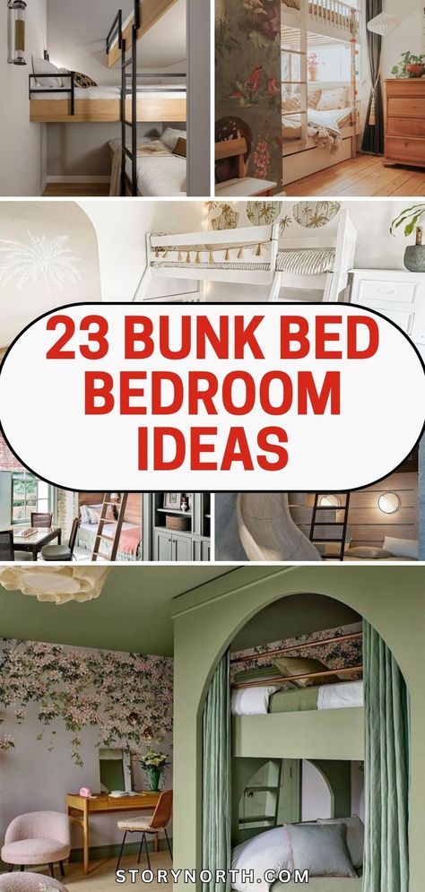 some bunk beds are in different rooms