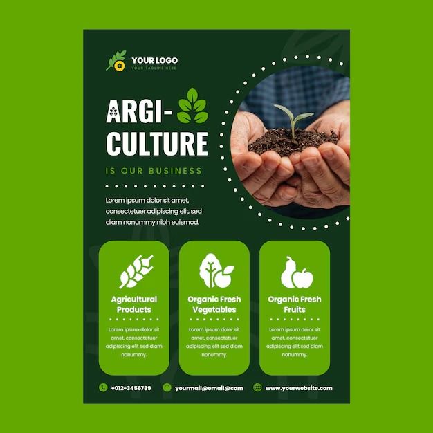 a flyer for an organic business with hands holding small seedling plants and the words agi culture on it