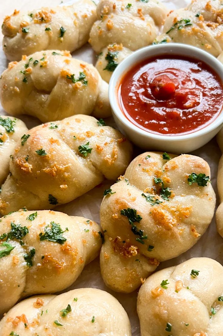 rolls with dipping sauce on the side