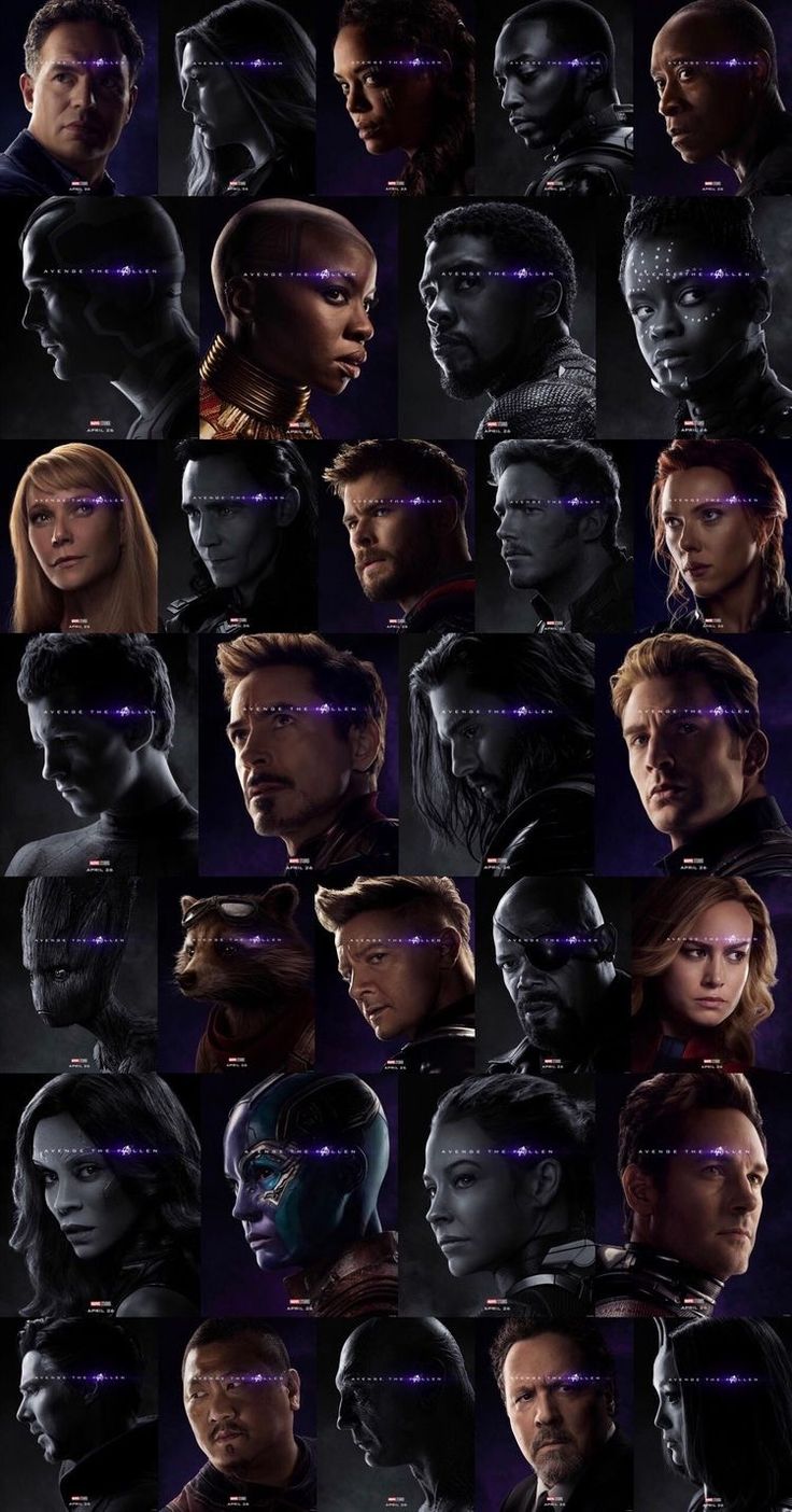 the avengers movie poster with many different faces