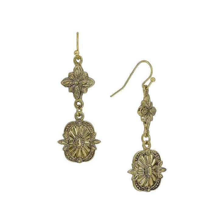 Accessorize in style with these 1928 gold tone tailored drop earrings. Accessorize in style with these 1928 gold tone tailored drop earrings. FEATURES Dimensions: 50 mm x 16 mm Backings: fishhook Metal: alloy Plating: gold tone Finish: polished Not appropriate for children 14 years old and younger. Size: One Size. Color: Yellow. Gender: female. Age Group: adult. Victorian Gold Chandelier Earrings In Brass, Gold Drop Earrings With Antique Finish, Antique Gold Drop Earrings With Antique Finish, Gold Antique Finish Drop Earrings, Victorian Gold Metal Chandelier Earrings, Victorian Gold Chandelier Earrings, Classic Gold Jewelry With Antique Finish, Antique Gold Metal Earrings For Formal Occasions, Elegant Antique Gold Earrings With Lever Back Ear Wires