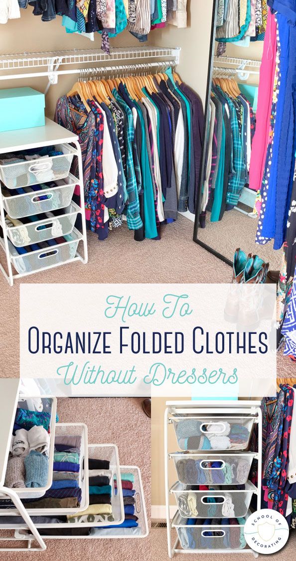 an organized closet with clothes and other items