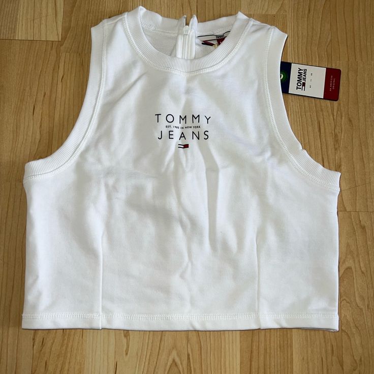 White Tommy Hilfiger Tank Top Brand New With Tags White Sporty Crop Top For Spring, Sporty White Crop Top For Spring, Fitted Sporty Tops By Tommy Hilfiger, Tommy Hilfiger Sporty Fitted Tops, Tommy Hilfiger Sporty Summer Tops, Sporty Fitted Tommy Hilfiger Tops, Tommy Hilfiger Outfits Women, Tommy Hilfiger Outfits, Tommy Hilfiger Tops