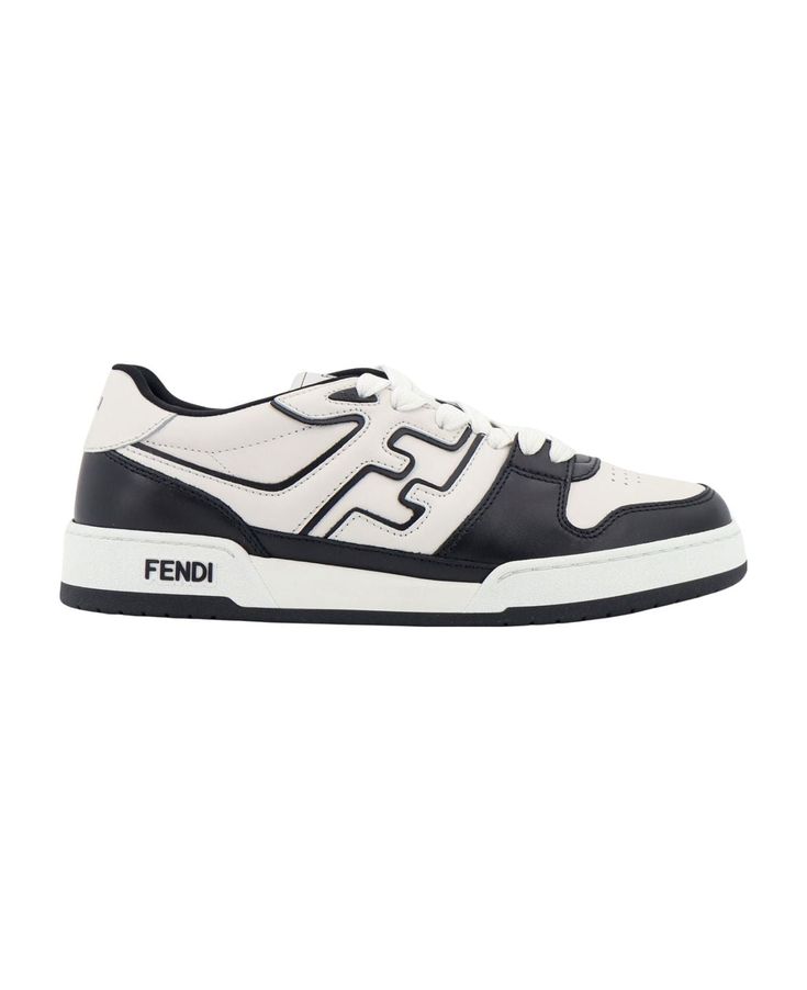 F0E7C FENDI  MATCH LOW SNEAKER IN BLACK/WHITE LEATHER Dress Up Wardrobe, Stylish Footwear, Leather Cap, Boot Pumps, Low Sneakers, Sneaker Heels, Lanvin, Sneakers White, Mens Shoes Sneakers