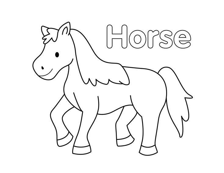 Horse Coloring Page from LittleBeeFamily.com Coloring Horses Free Printable, Horse Worksheets Preschool, Horse Craft Preschool, Horse Activities For Preschool, Horse Coloring Sheet, Horse Coloring Pages Free Printable, Horse Worksheets, Horses Coloring Pages, H Is For Horse